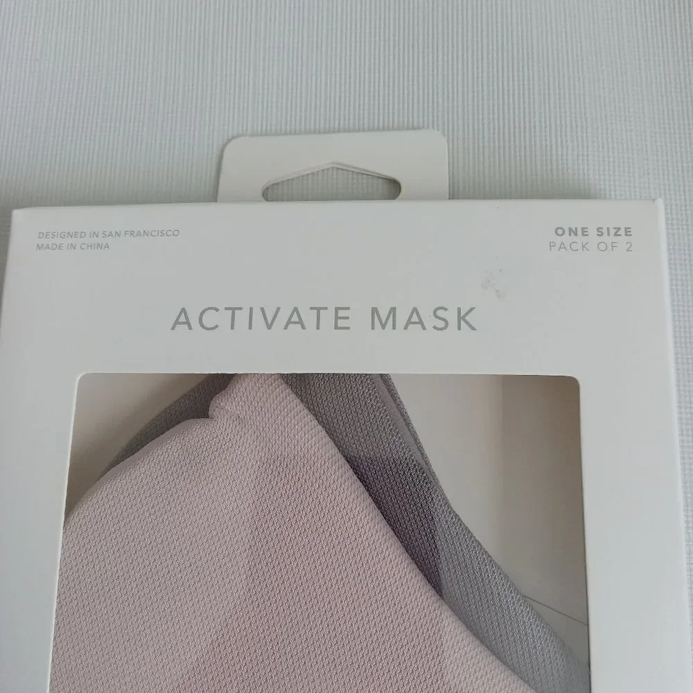 Athleta OS Pack of 2 Pink & Gray Lightweight Particle Blockin Activate Mask NIB